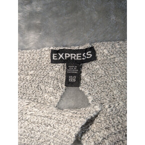 Express Women's Gray Open Crop Top Wrap Sweater - Size XS - Picture 6 of 7